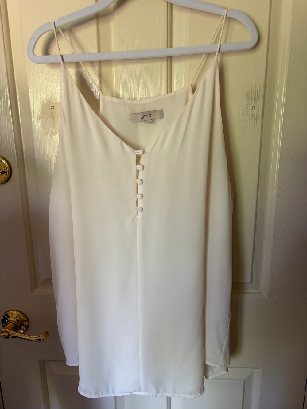 LOFT Cream Button-Front Spaghetti Strap Cami